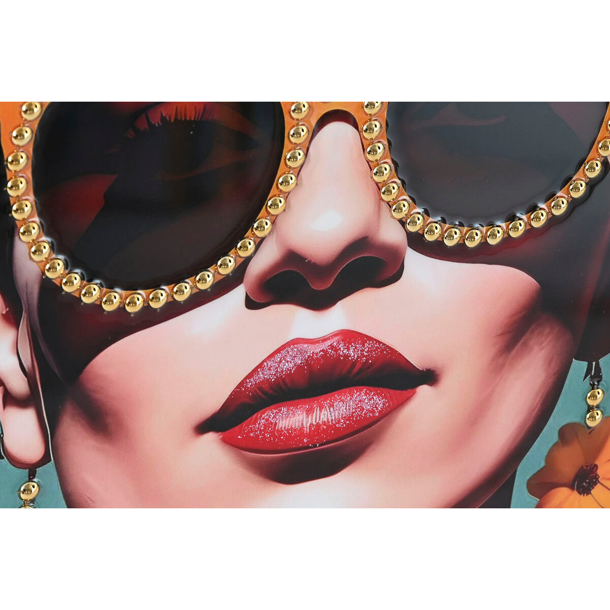 Toile Home ESPRIT Turquoise Fleurs Laqué 52,5 x 3 x 72,5 cm (2 Unités)