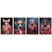 Toile Home ESPRIT Bleu Rouge Animal Laqué 52,5 x 2,8 x 72,5 cm 52,5 x 3 x 73 cm (4 Unités)