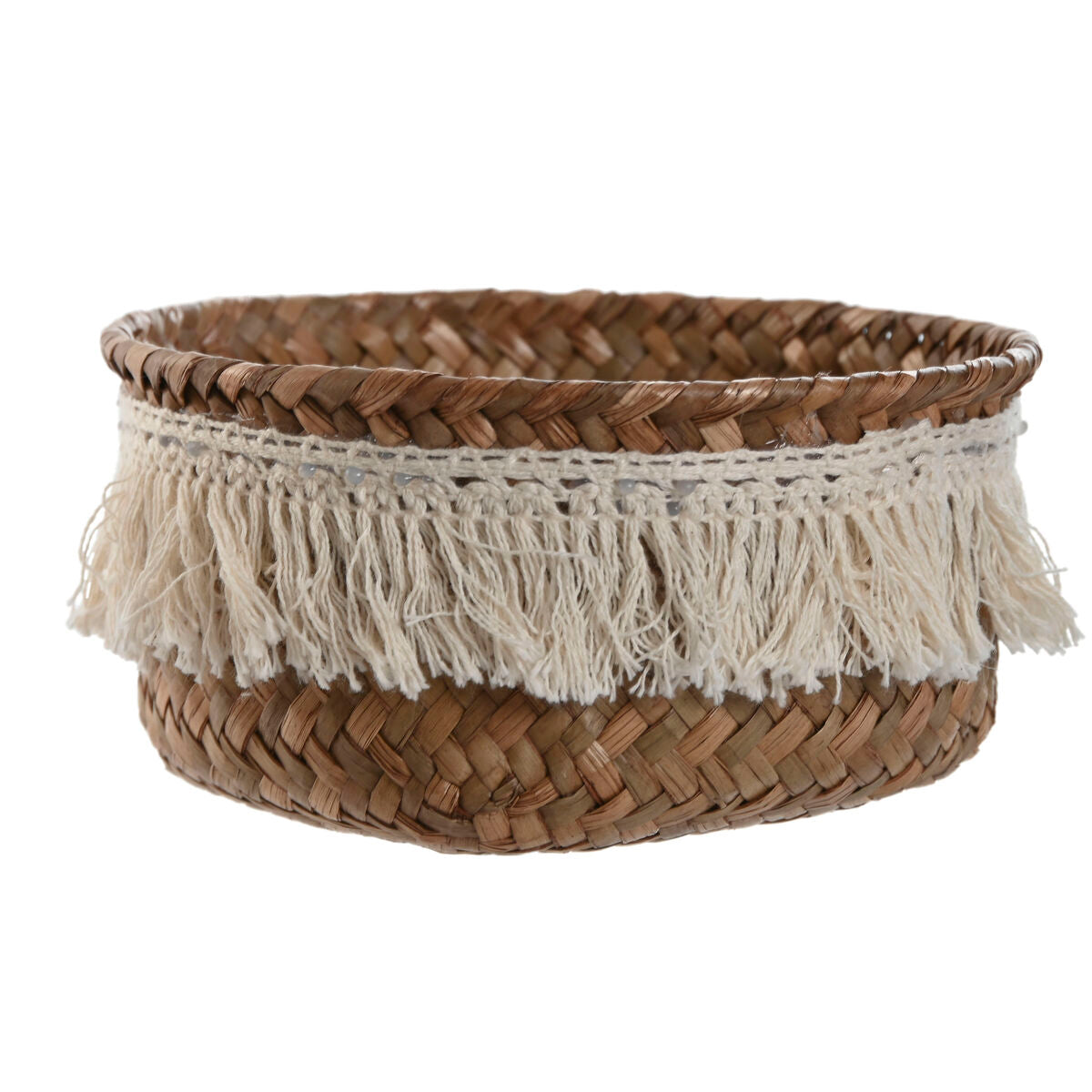 Set de basket Home ESPRIT Fibre naturelle Boho Usé 16 x 16 x 6 cm
