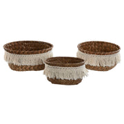 Set de basket Home ESPRIT Fibre naturelle Boho Usé 16 x 16 x 6 cm