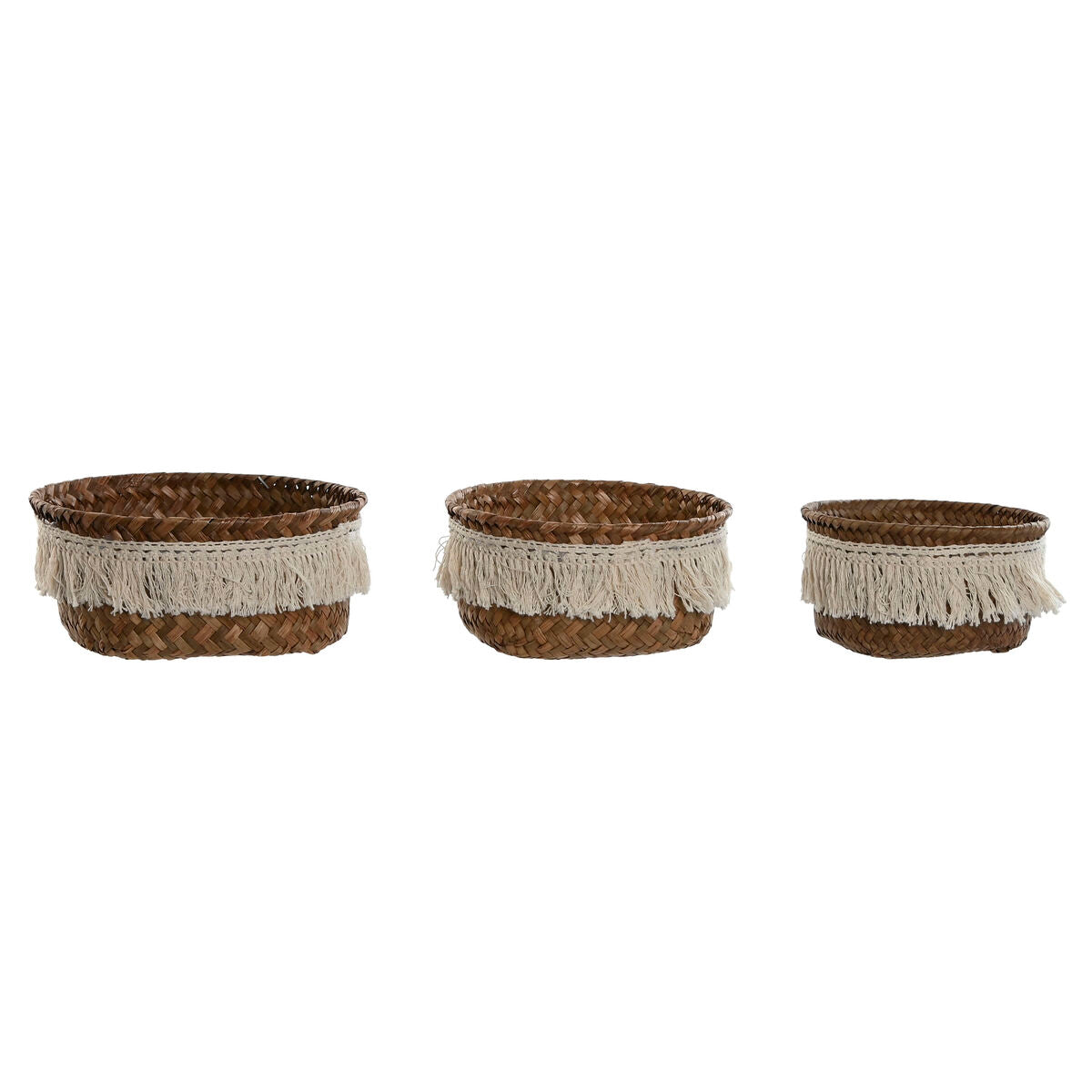 Set de basket Home ESPRIT Fibre naturelle Boho Usé 16 x 16 x 6 cm