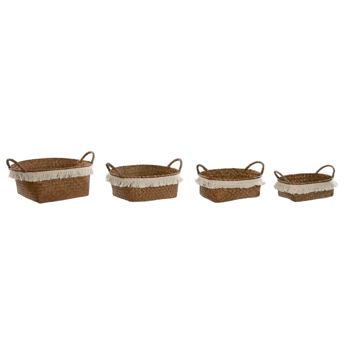 Set de basket Home ESPRIT Fibre naturelle Boho Usé 33 x 25 x 15 cm