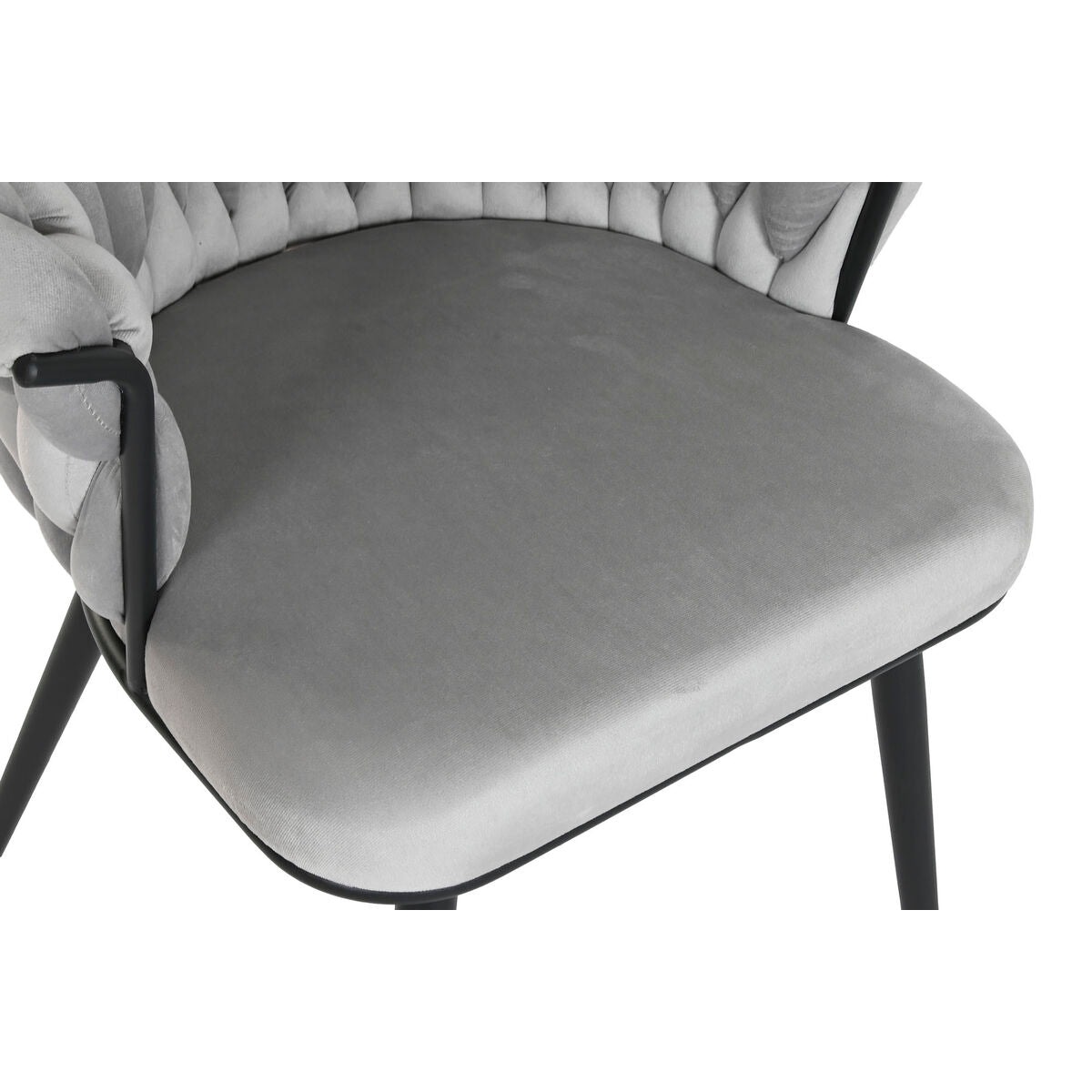 Chaise de Salle à Manger Home ESPRIT Noir Gris Polyester Métal 60 x 66 x 84 cm 66 x 60 x 84 cm