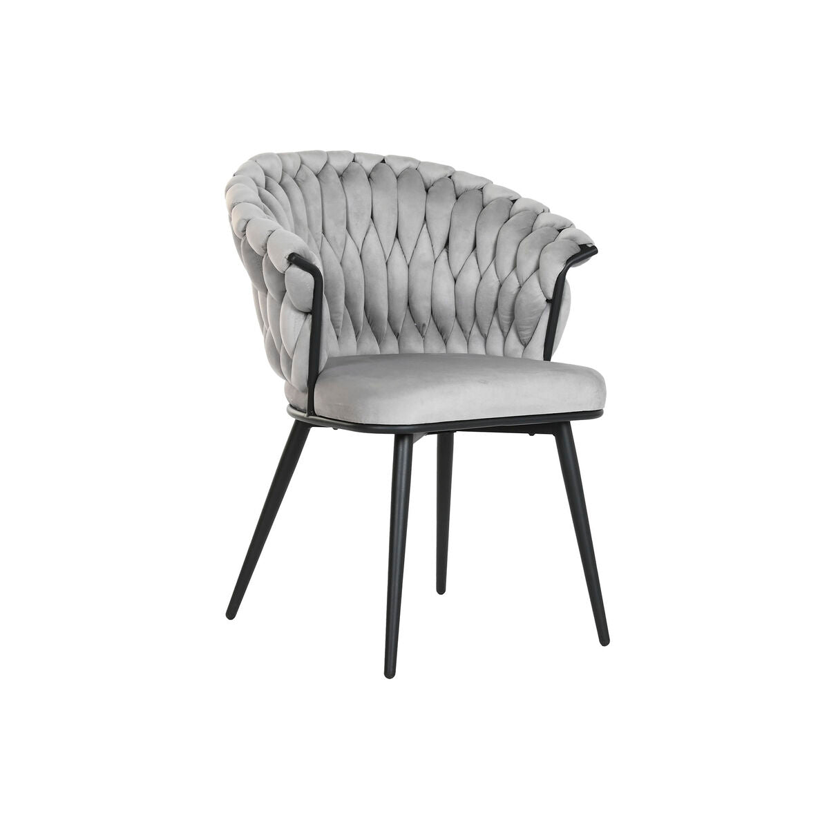 Chaise de Salle à Manger Home ESPRIT Noir Gris Polyester Métal 60 x 66 x 84 cm 66 x 60 x 84 cm
