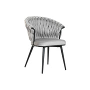 Chaise de Salle à Manger Home ESPRIT Noir Gris Polyester Métal 60 x 66 x 84 cm 66 x 60 x 84 cm