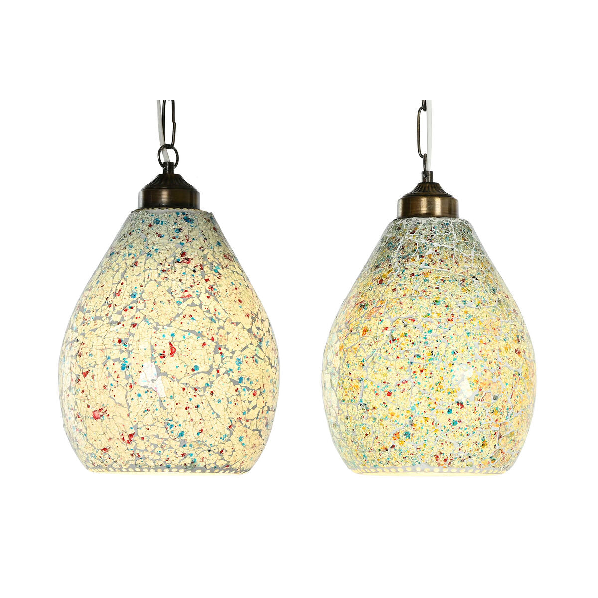 Suspension Home ESPRIT Vert Bleu ciel Métal Verre 25 W 23 x 23 x 66 cm (2 Unités)