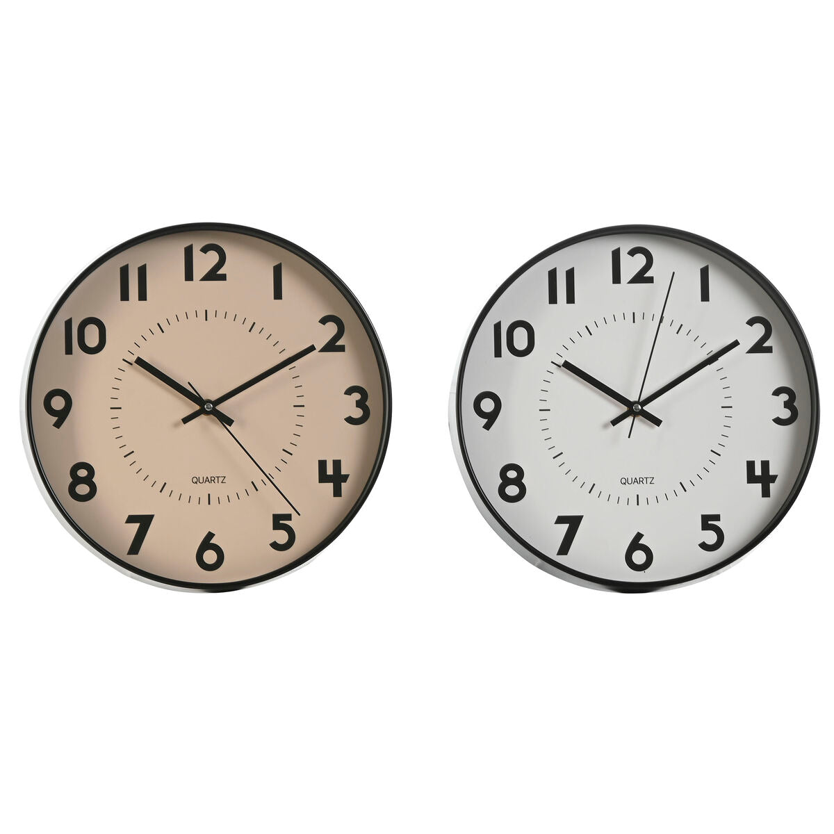 Horloge Murale Home ESPRIT Blanc Beige PVC 30 x 4 x 30 cm (2 Unités)