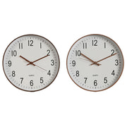 Horloge Murale Home ESPRIT Blanc Marron Naturel PVC 30 x 4 x 30 cm (2 Unités)