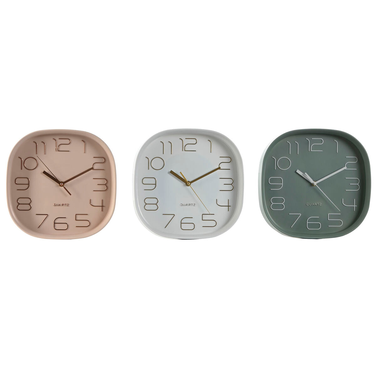 Horloge Murale Home ESPRIT Blanc Vert PVC 28,5 x 5 x 28,5 cm (3 Unités)