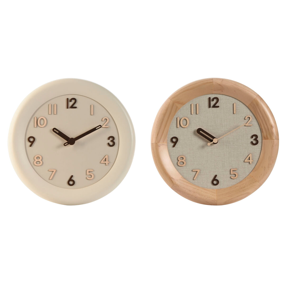 Horloge Murale Home ESPRIT Beige Naturel Bois 30 x 5 x 30 cm (2 Unités)