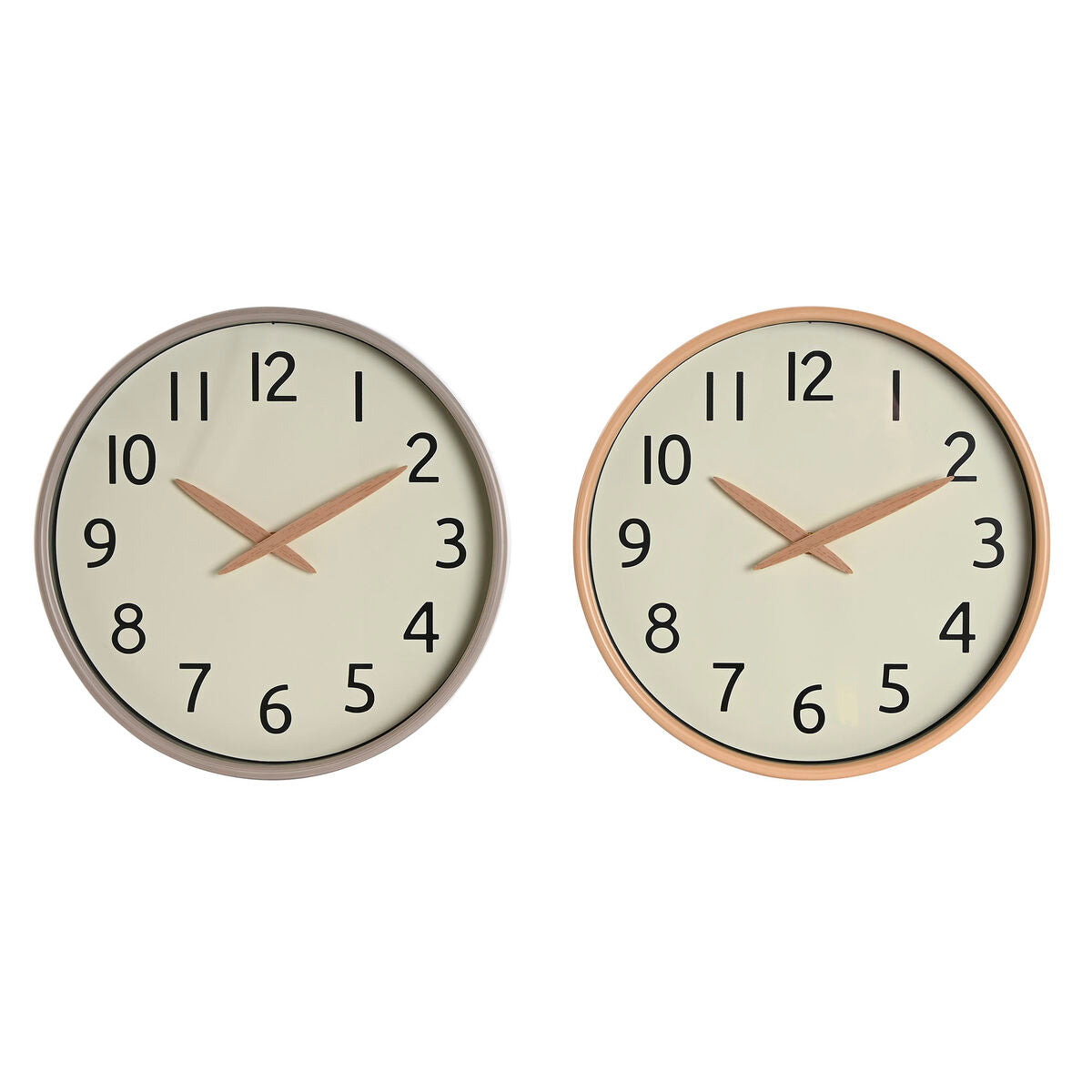 Horloge Murale Home ESPRIT Beige Naturel PVC Bois 30 x 4,7 x 30 cm (2 Unités)