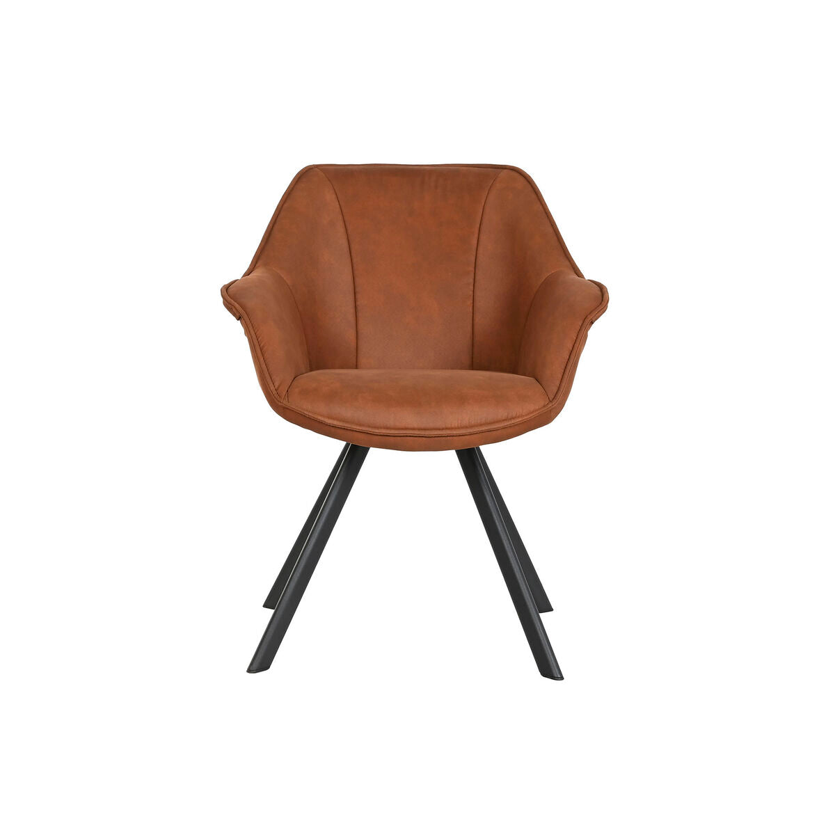 Chaise de Salle à Manger Home ESPRIT Noir Camel Métal Microfibre 64 x 67 x 85 cm 67 x 64 x 83 cm