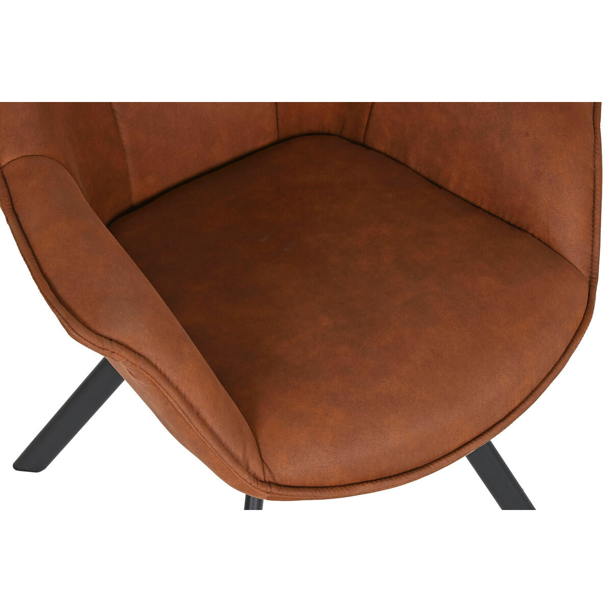 Chaise de Salle à Manger Home ESPRIT Noir Camel Métal Microfibre 64 x 67 x 85 cm 67 x 64 x 83 cm