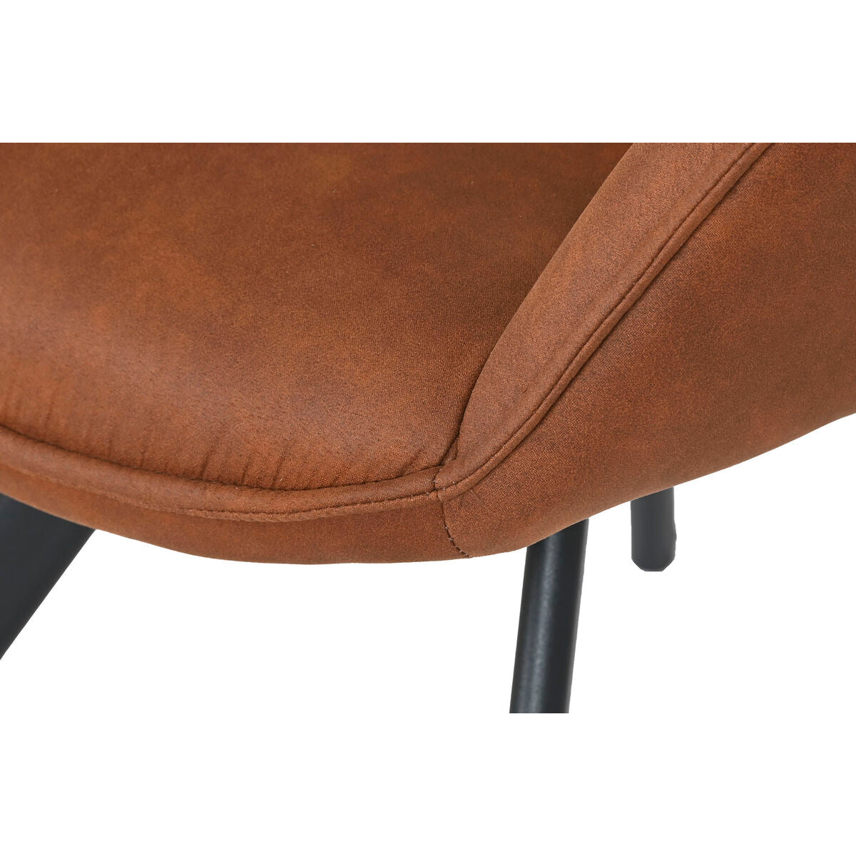 Chaise de Salle à Manger Home ESPRIT Noir Camel Métal Microfibre 64 x 67 x 85 cm 67 x 64 x 83 cm