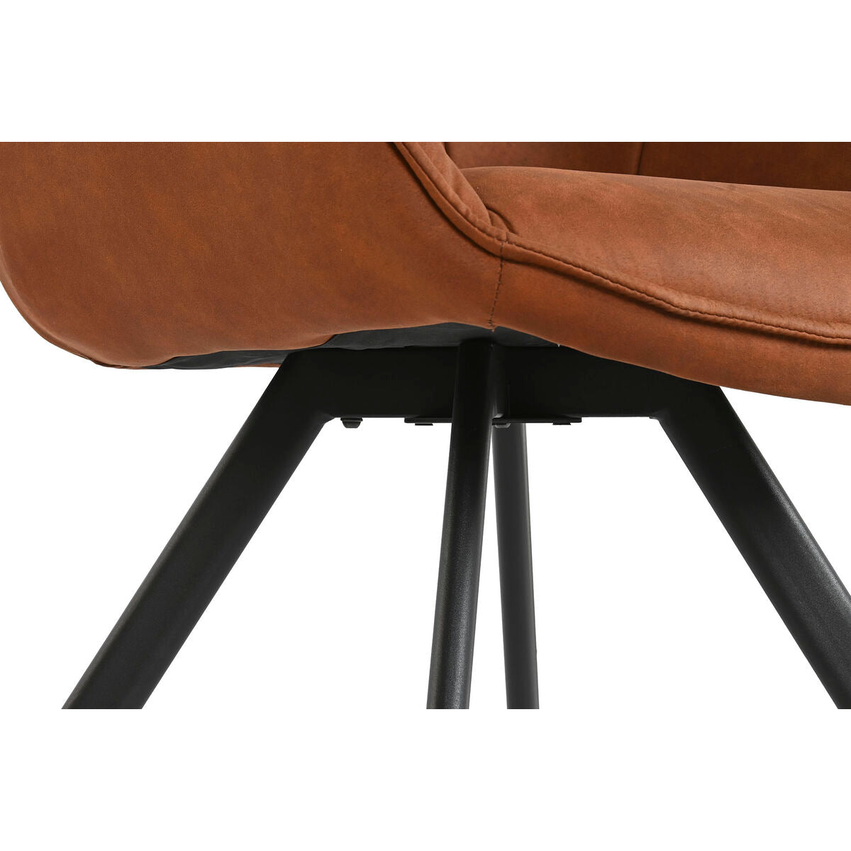 Chaise de Salle à Manger Home ESPRIT Noir Camel Métal Microfibre 64 x 67 x 85 cm 67 x 64 x 83 cm