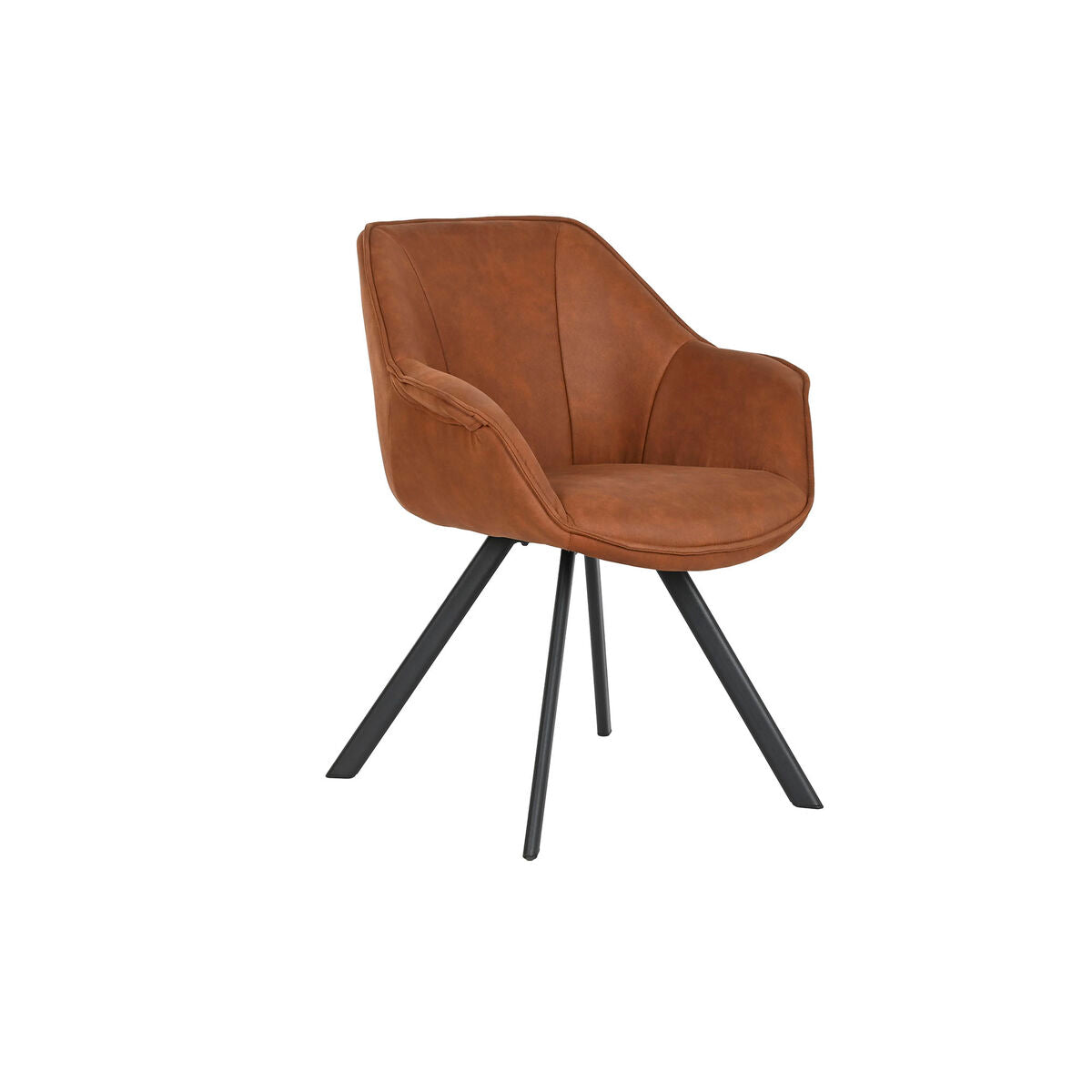 Chaise de Salle à Manger Home ESPRIT Noir Camel Métal Microfibre 64 x 67 x 85 cm 67 x 64 x 83 cm