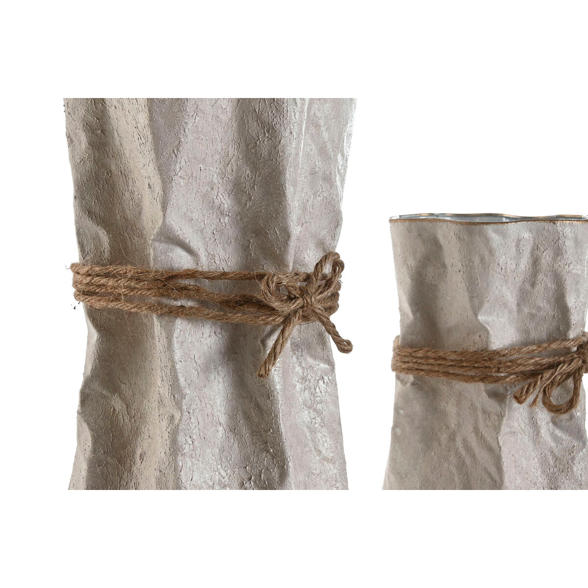 Ensemble de 3 Vases Home ESPRIT Beige Métal Corde 17 x 17 x 54 cm (3 Pièces)