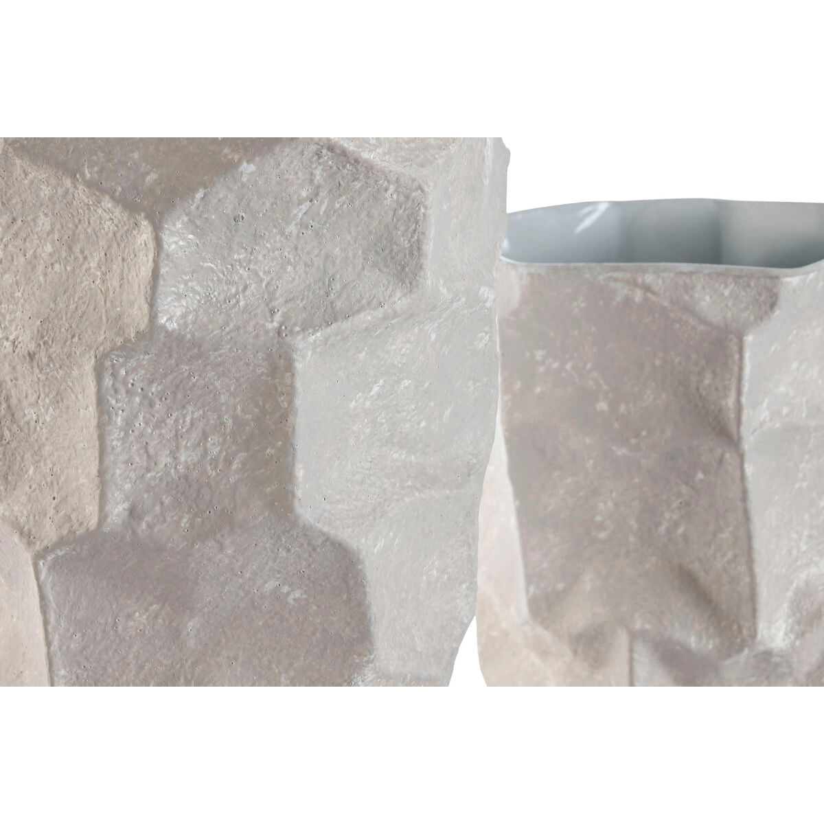 Ensemble de 2 Vases Home ESPRIT Beige Métal Moderne 20 x 20 x 48 cm 19 x 19 x 48 cm (2 Pièces)