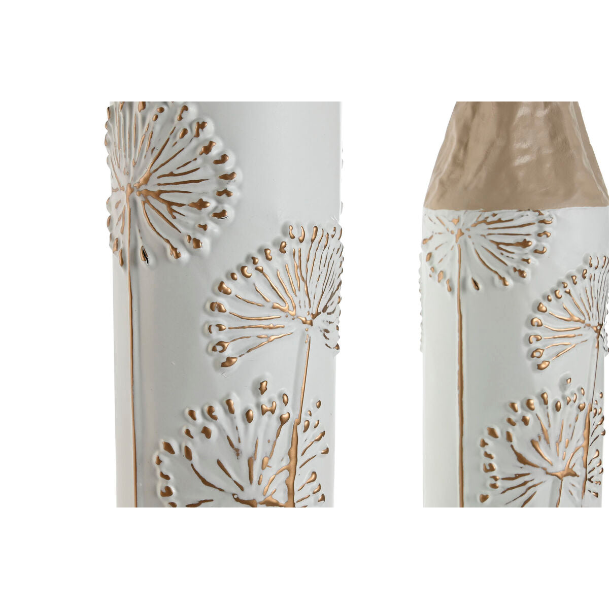 Ensemble de 2 Vases Home ESPRIT Beige Marron Clair Métal 13,5 x 13,5 x 71 cm (2 Pièces)