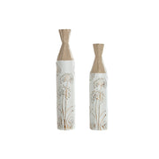 Ensemble de 2 Vases Home ESPRIT Beige Marron Clair Métal 13,5 x 13,5 x 71 cm (2 Pièces)