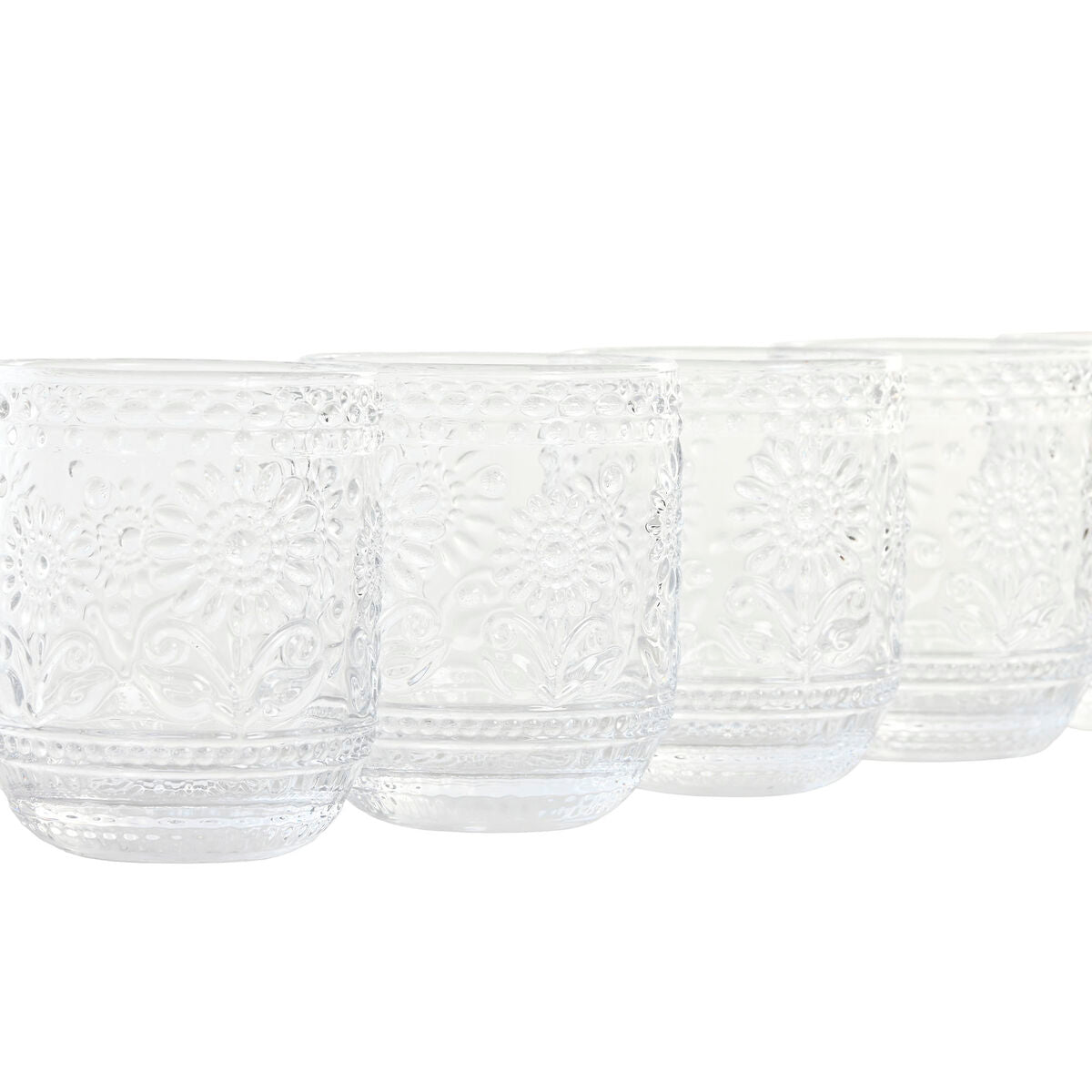 Set de Verres Home ESPRIT Transparent Verre Avec relief 360 ml (6 Unités)