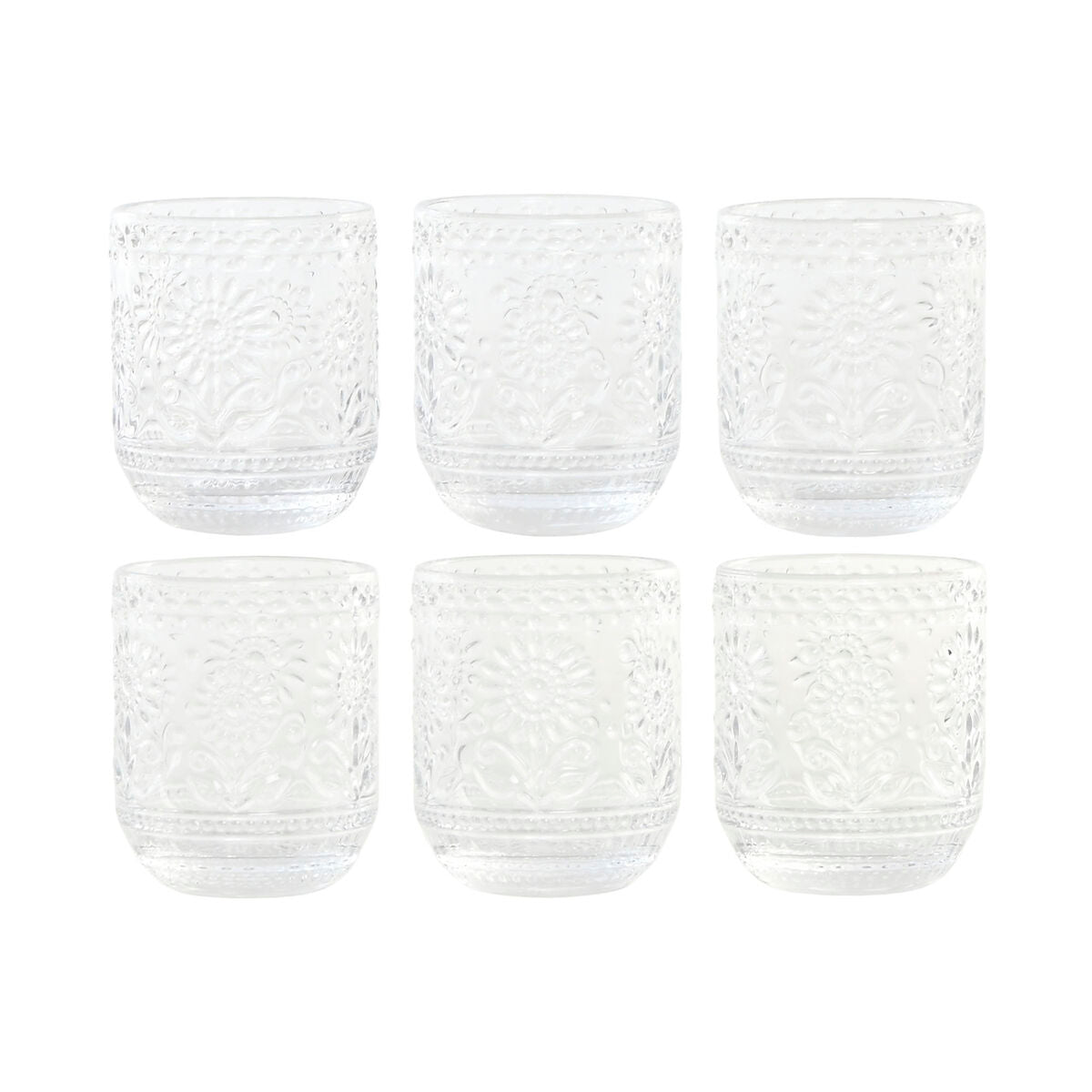 Set de Verres Home ESPRIT Transparent Verre Avec relief 360 ml (6 Unités)