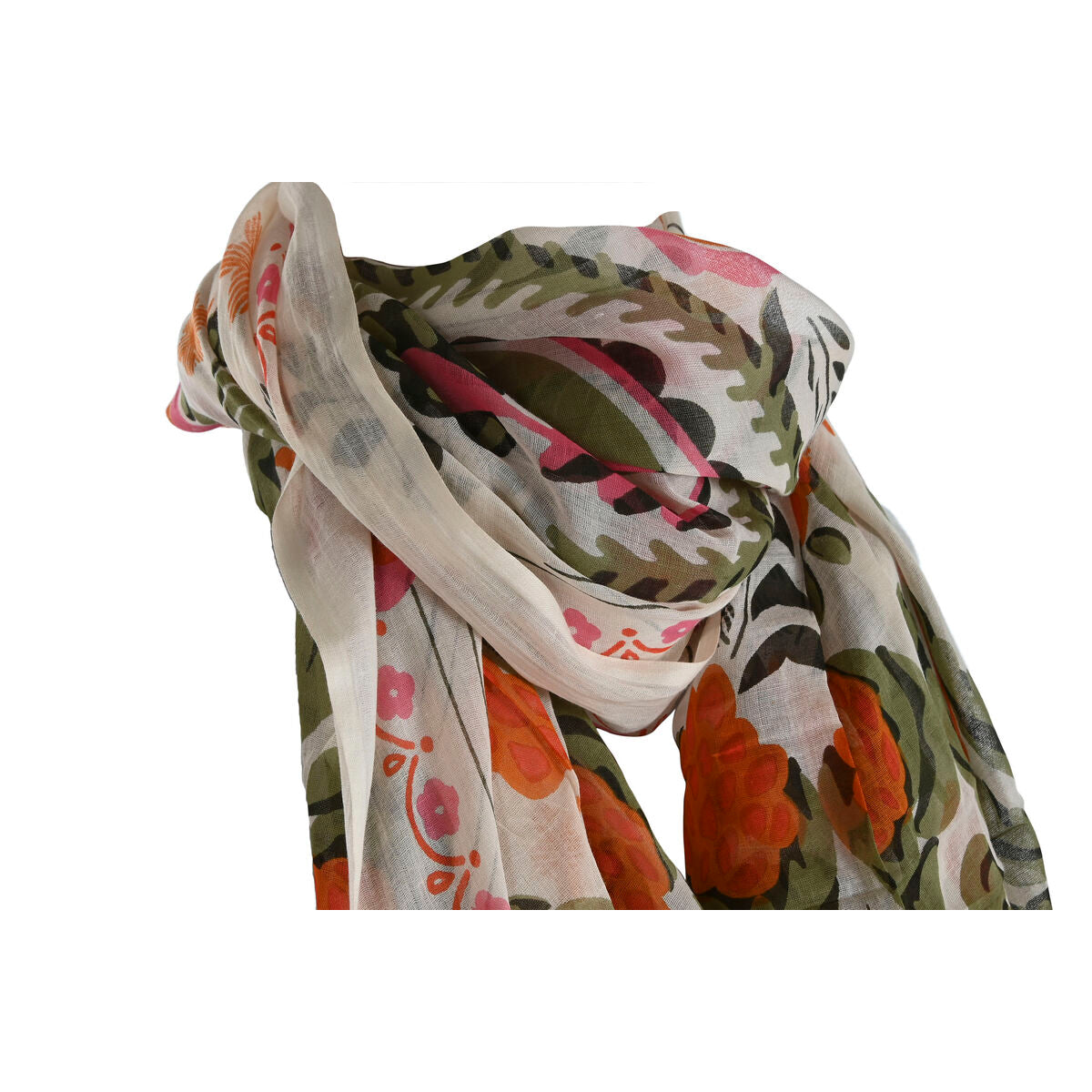 Écharpe Home ESPRIT Beige Multicouleur Corail (3 Unités)