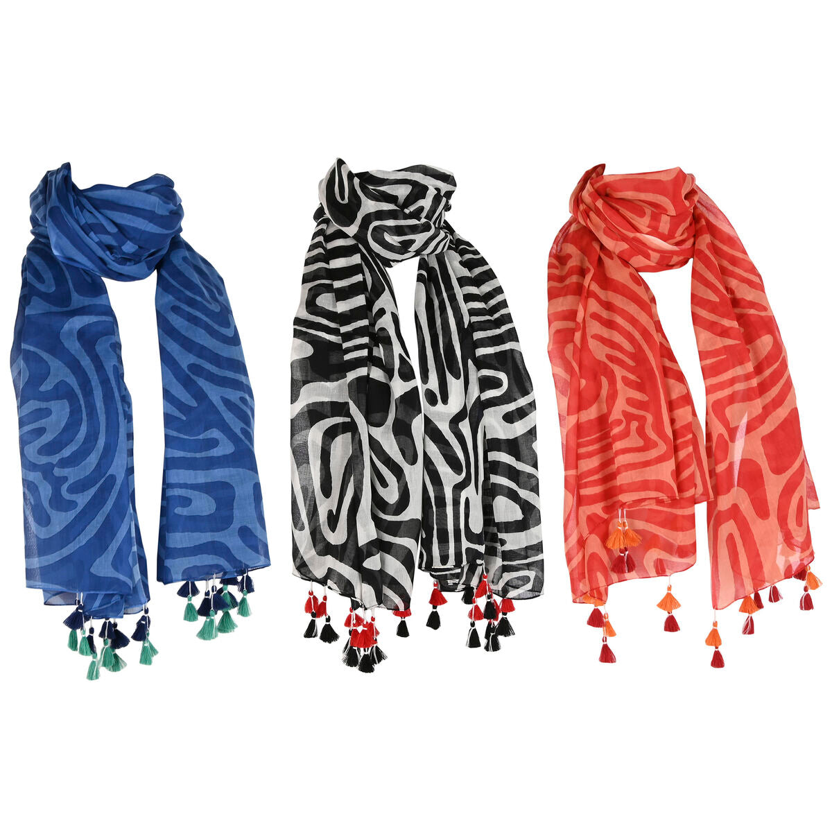 Écharpe Home ESPRIT Beige Multicouleur Corail (3 Unités)