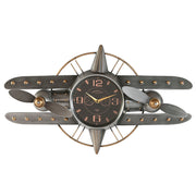 Horloge Murale Home ESPRIT Doré Argenté Métal Avion Vintage 77,5 x 15 x 46 cm