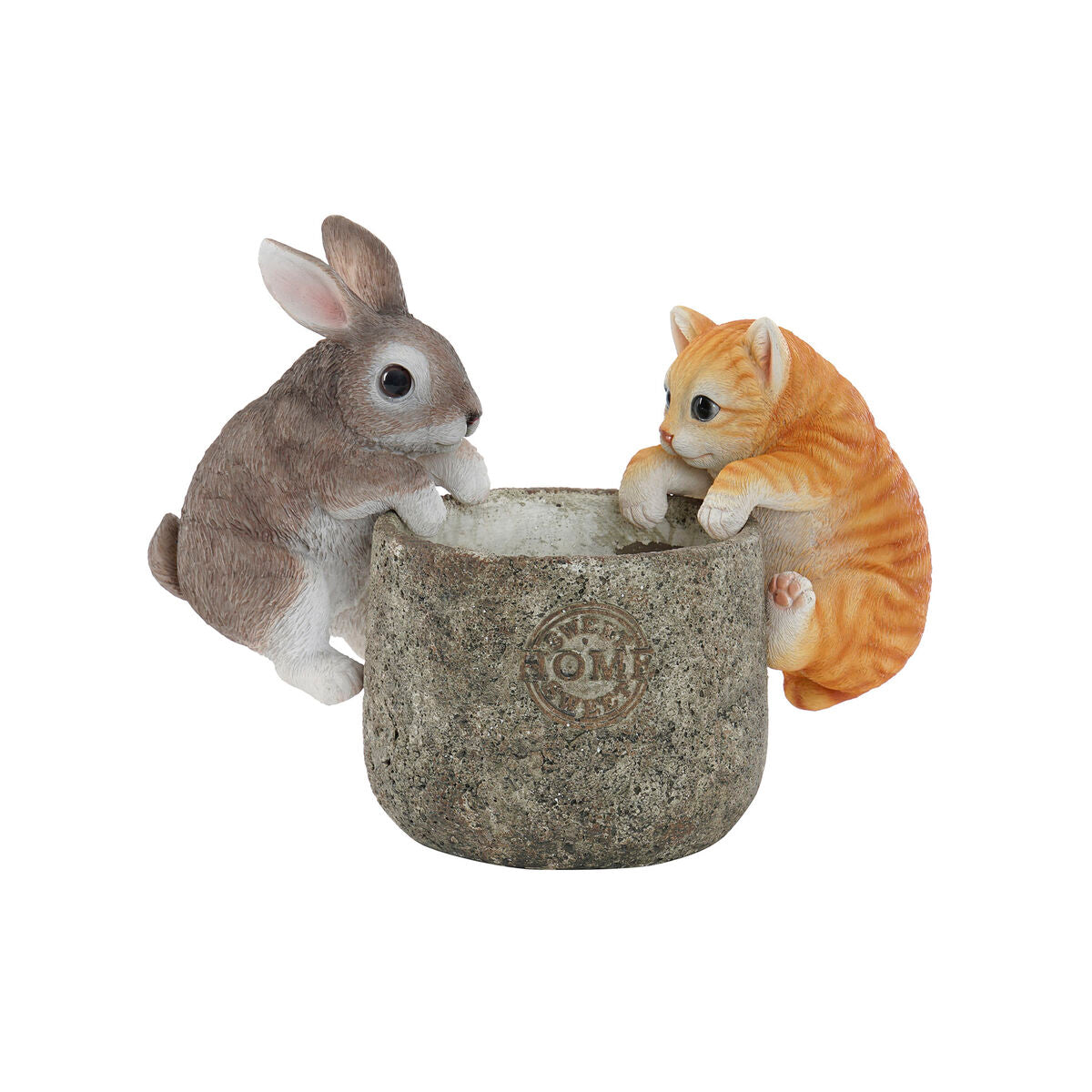 Figurine Décorative Home ESPRIT Blanc Marron Gris Orange animaux 9 x 9 x 15,5 cm (3 Unités)