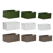Set de basket Home ESPRIT Vert Gris Crème Métal polypropylène 38 x 28 x 17 cm 3 Pièces (3 Unités)