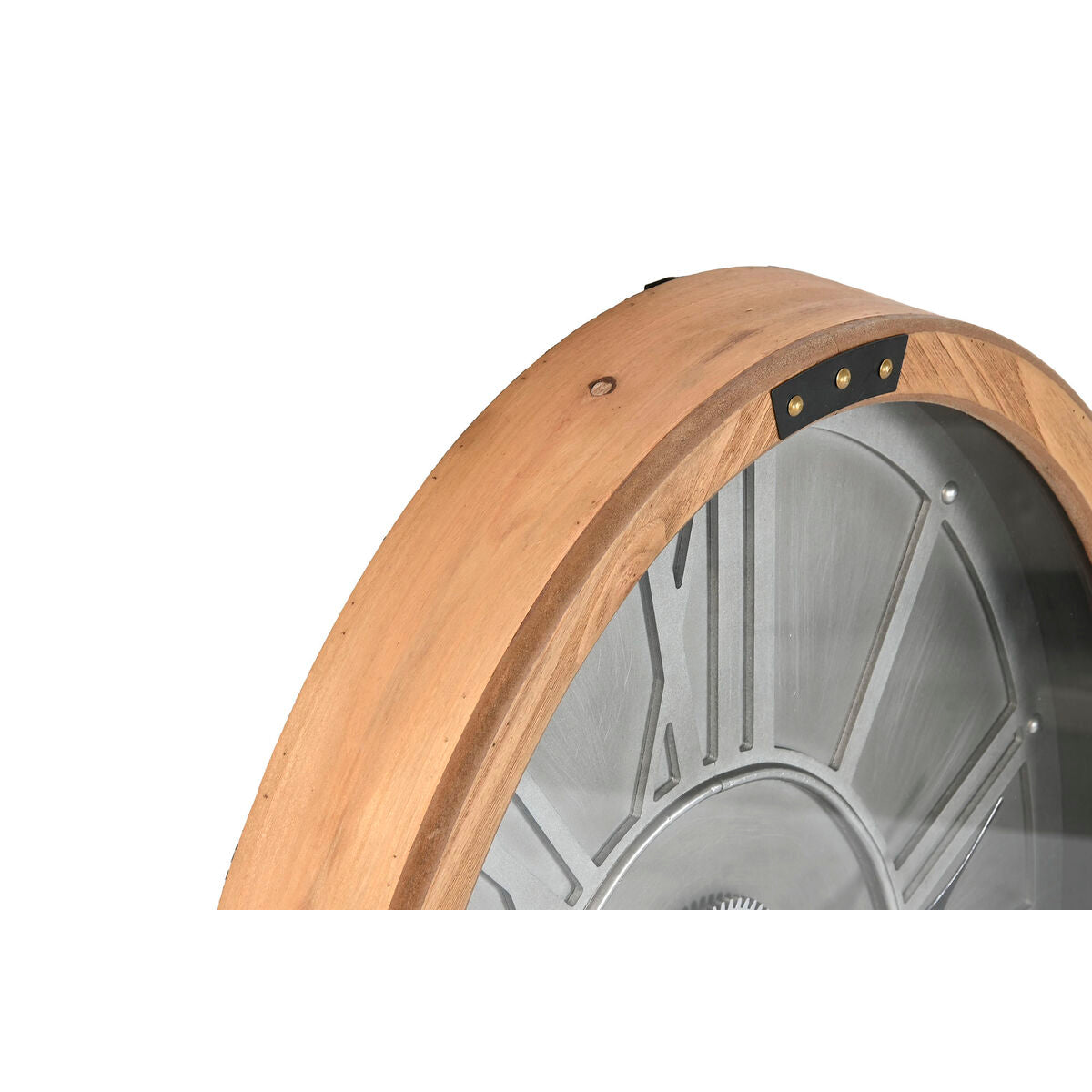 Horloge Murale Home ESPRIT Argenté Naturel Métal Verre Bois de pin 50 x 8 x 68 cm