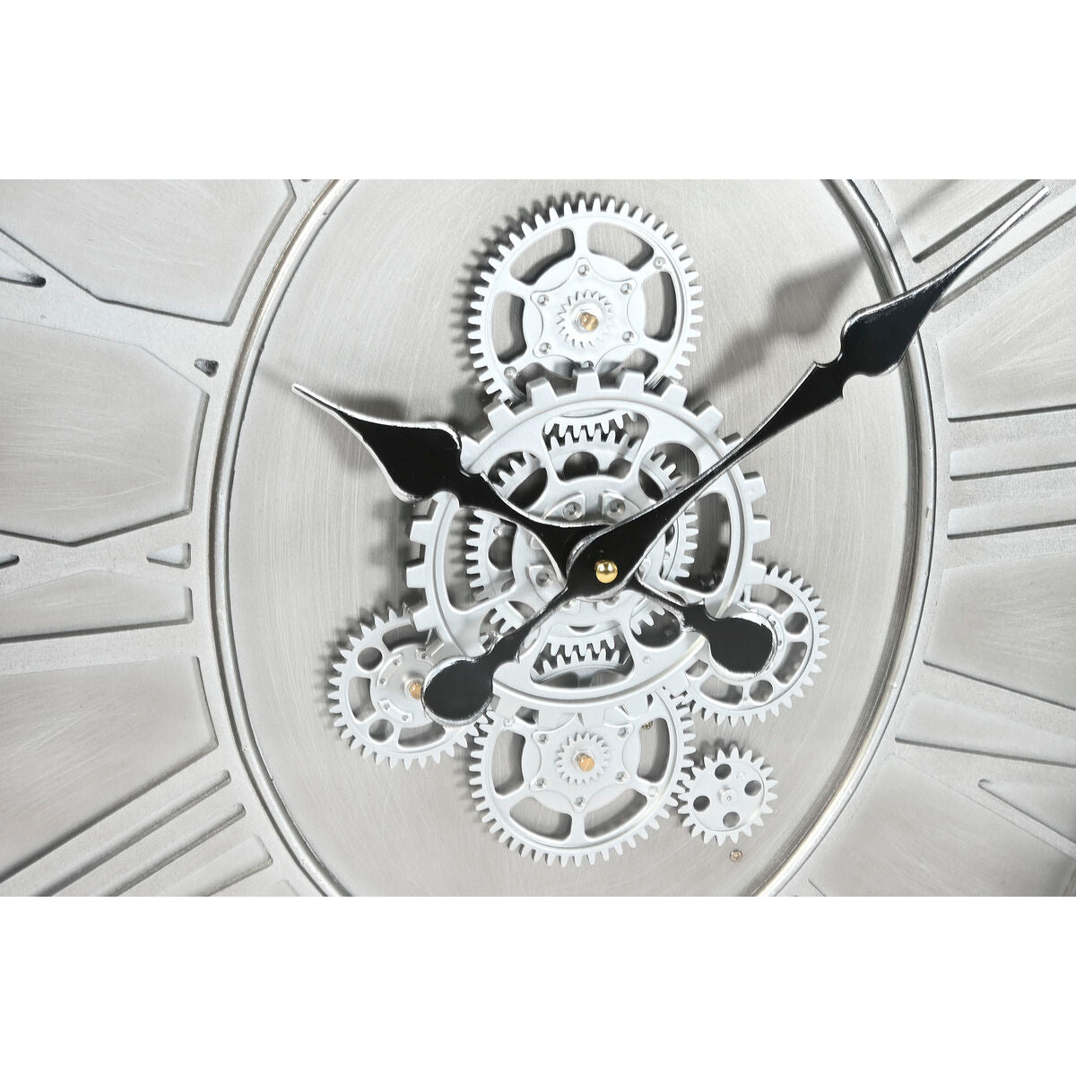 Horloge Murale Home ESPRIT Argenté Naturel Métal Verre Bois de pin 50 x 8 x 68 cm