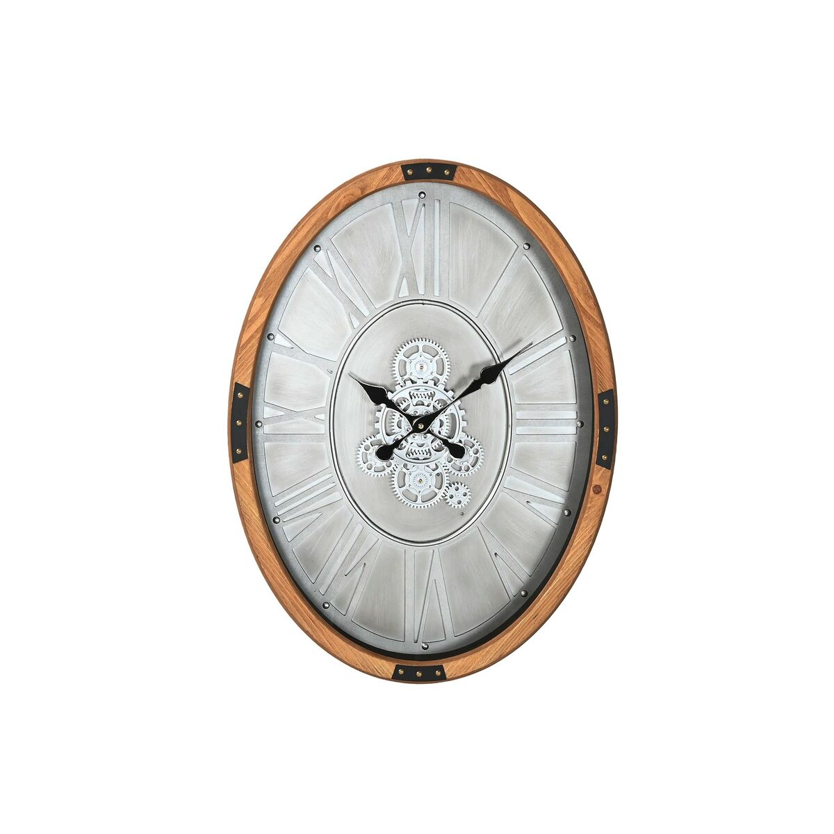 Horloge Murale Home ESPRIT Argenté Naturel Métal Verre Bois de pin 50 x 8 x 68 cm