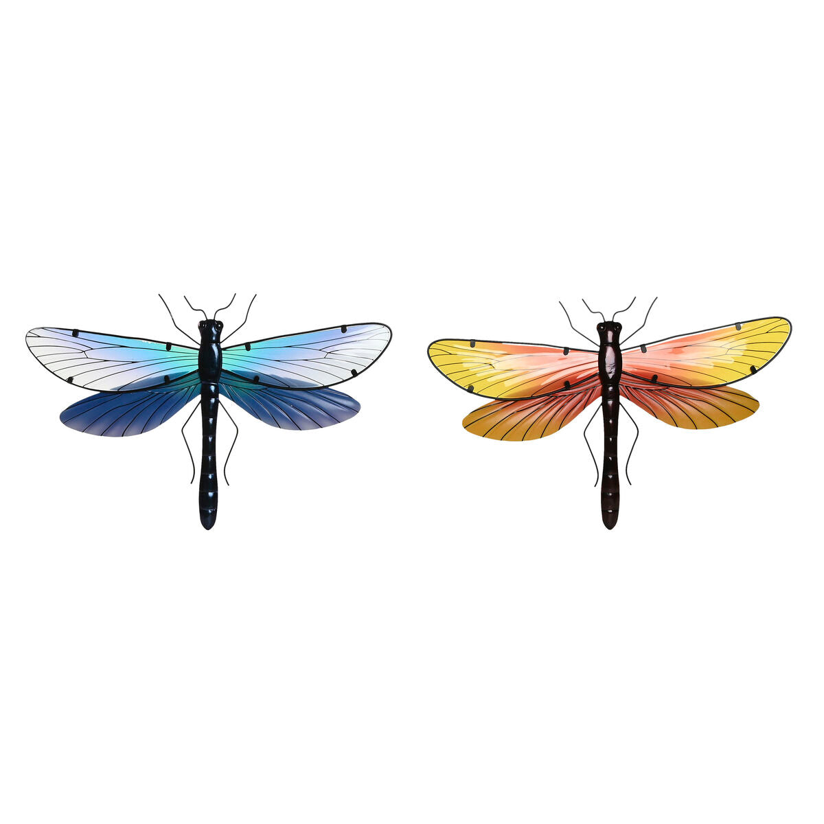 Décoration murale Home ESPRIT Jaune Bleu Vert Lila Shabby Chic Libellule 46 x 1 x 31 cm (4 Unités)