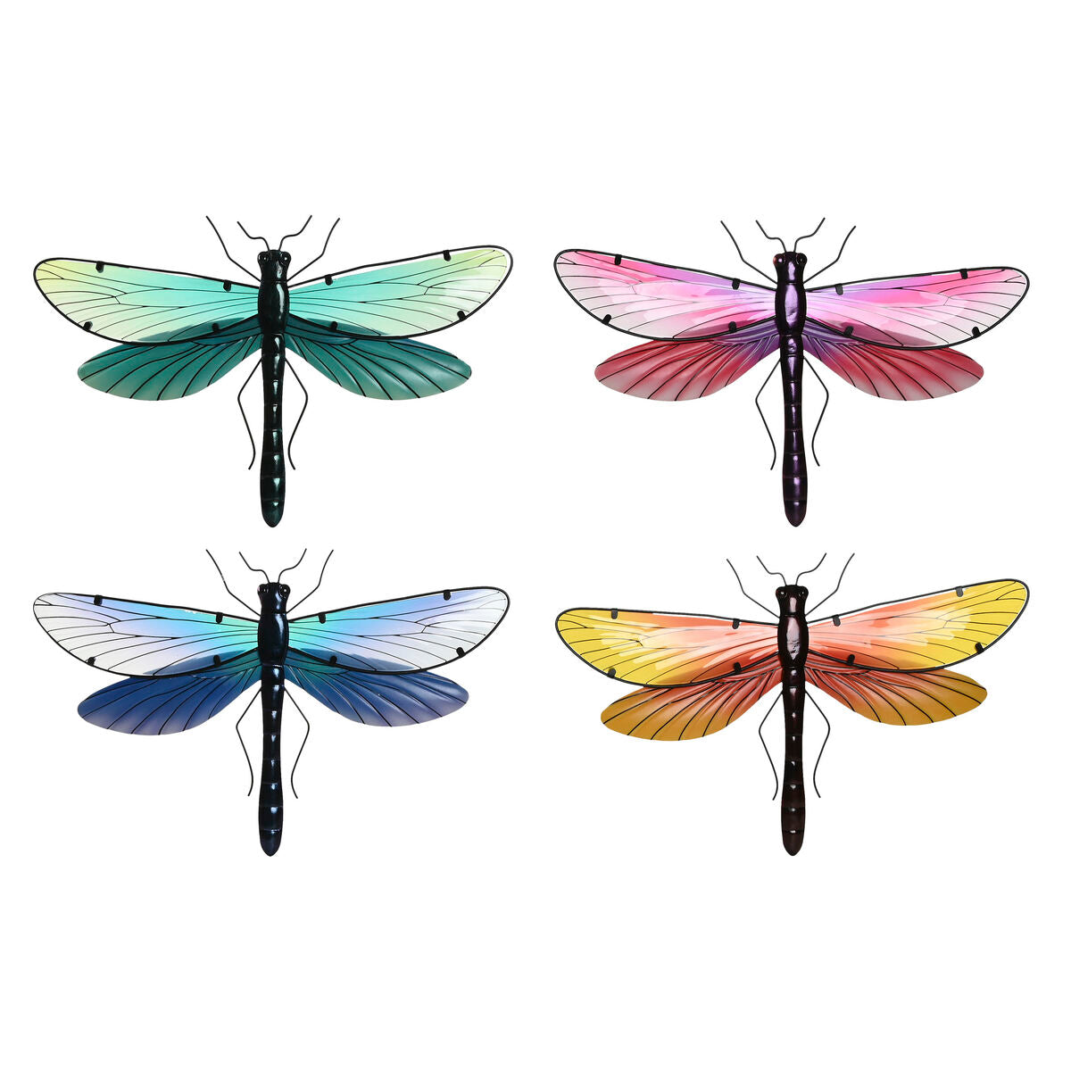 Décoration murale Home ESPRIT Jaune Bleu Vert Lila Shabby Chic Libellule 46 x 1 x 31 cm (4 Unités)