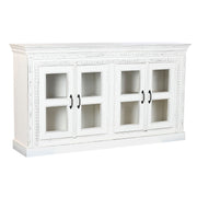 Buffet Home ESPRIT Blanc Verre Bois de manguier 180 x 40 x 100 cm