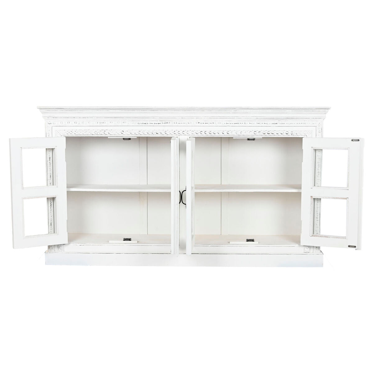 Buffet Home ESPRIT Blanc Verre Bois de manguier 180 x 40 x 100 cm