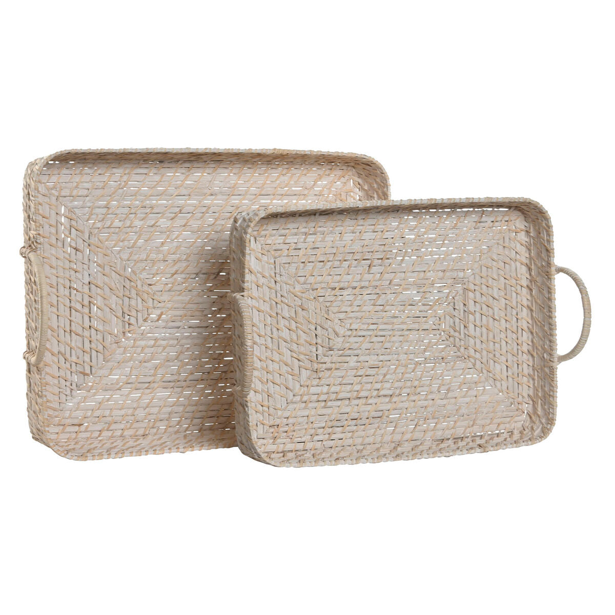 Jeux de plateaux Home ESPRIT Blanc Naturel Bambou Rotin 45 x 35 x 13 cm