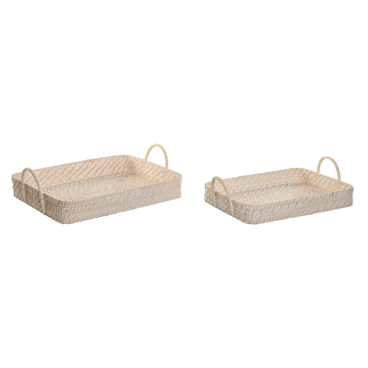 Jeux de plateaux Home ESPRIT Blanc Naturel Bambou Rotin 45 x 35 x 13 cm