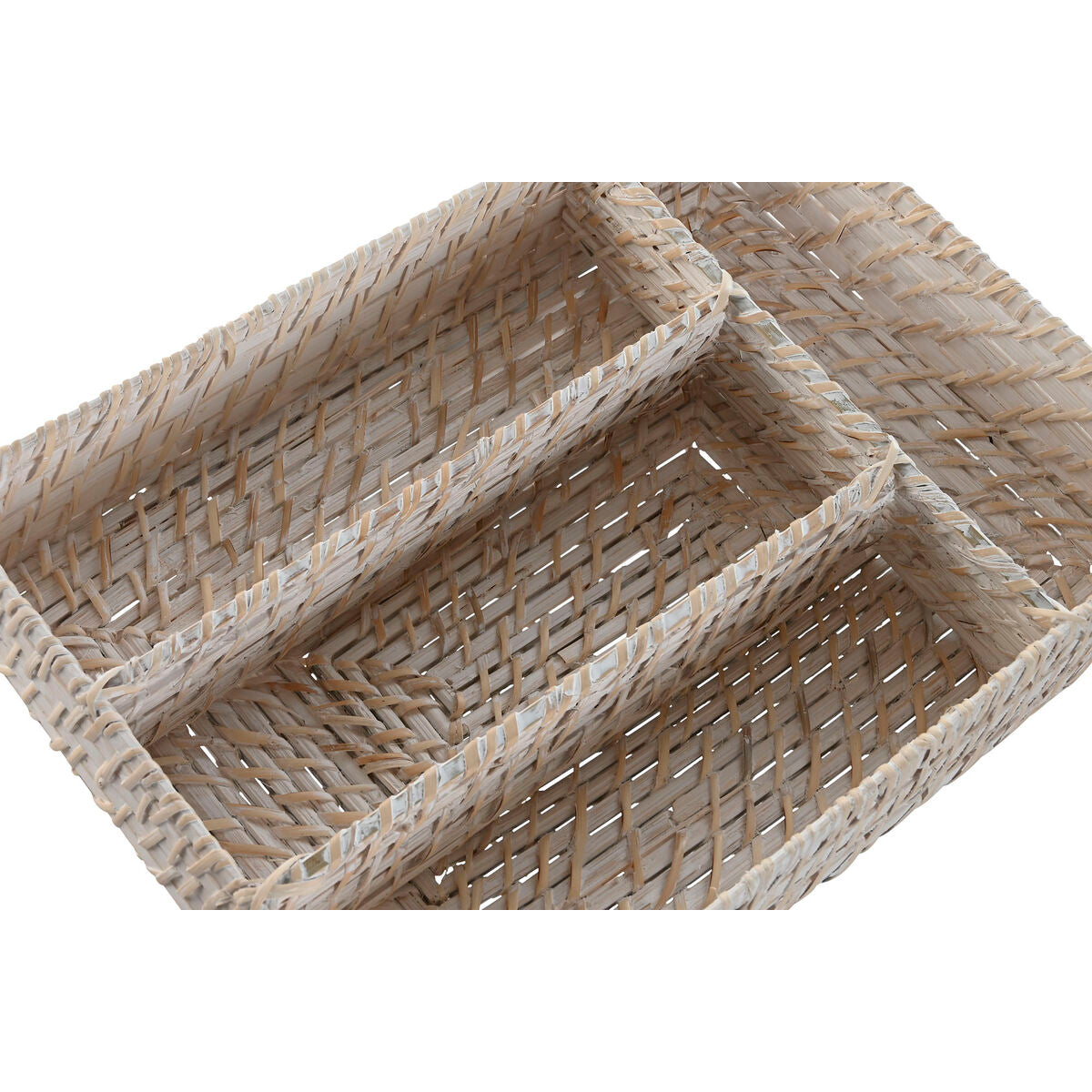 Range-couverts Home ESPRIT Blanc Naturel Bambou 34 x 24 x 6 cm