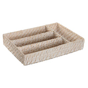 Range-couverts Home ESPRIT Blanc Naturel Bambou 34 x 24 x 6 cm