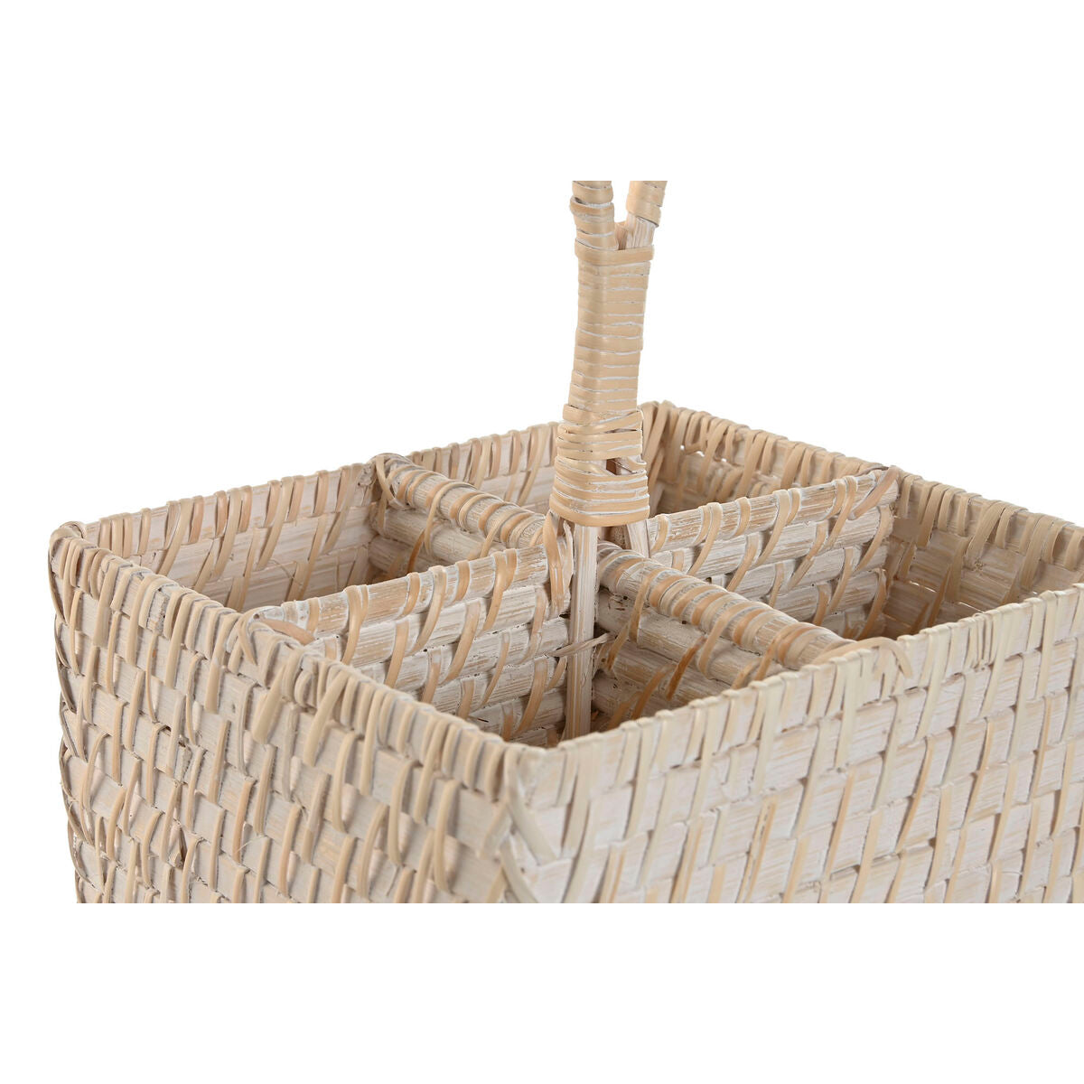 Panier à couverts Home ESPRIT Blanc Naturel Bambou 19 x 19 x 27 cm