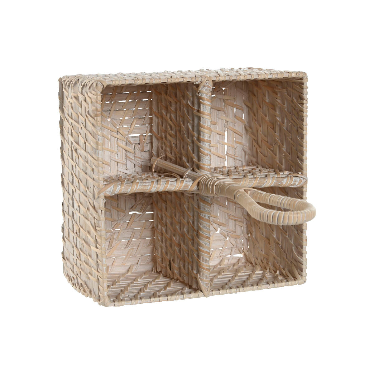 Panier à couverts Home ESPRIT Blanc Naturel Bambou 19 x 19 x 27 cm