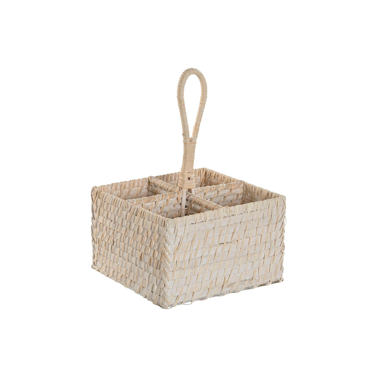 Panier à couverts Home ESPRIT Blanc Naturel Bambou 19 x 19 x 27 cm