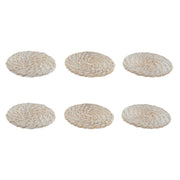 Dessous de verres Home ESPRIT Blanc Naturel Bambou Rotin 12 x 12 x 6 cm