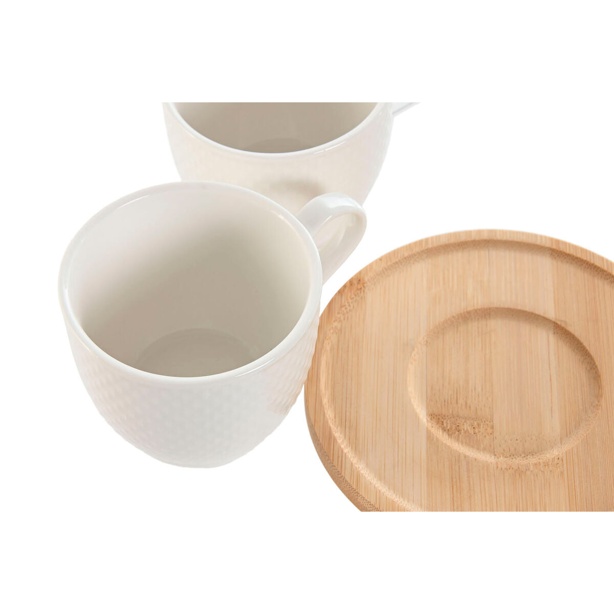 Jeu de 6 tasses avec plat Home ESPRIT Blanc Naturel Bambou Porcelaine 220 ml