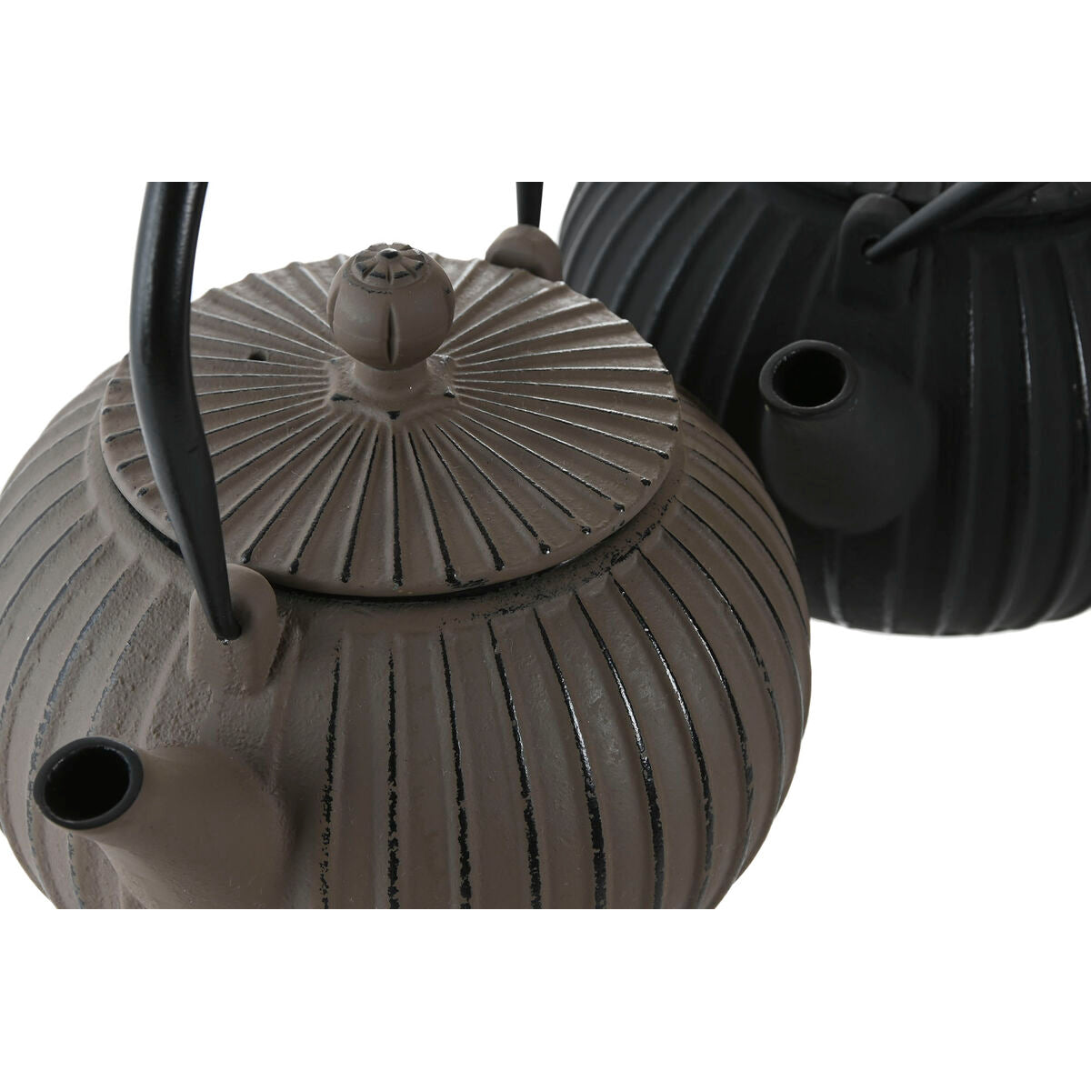 Théière Home ESPRIT Noir Beige Acier inoxydable Fer 1 L (2 Unités)