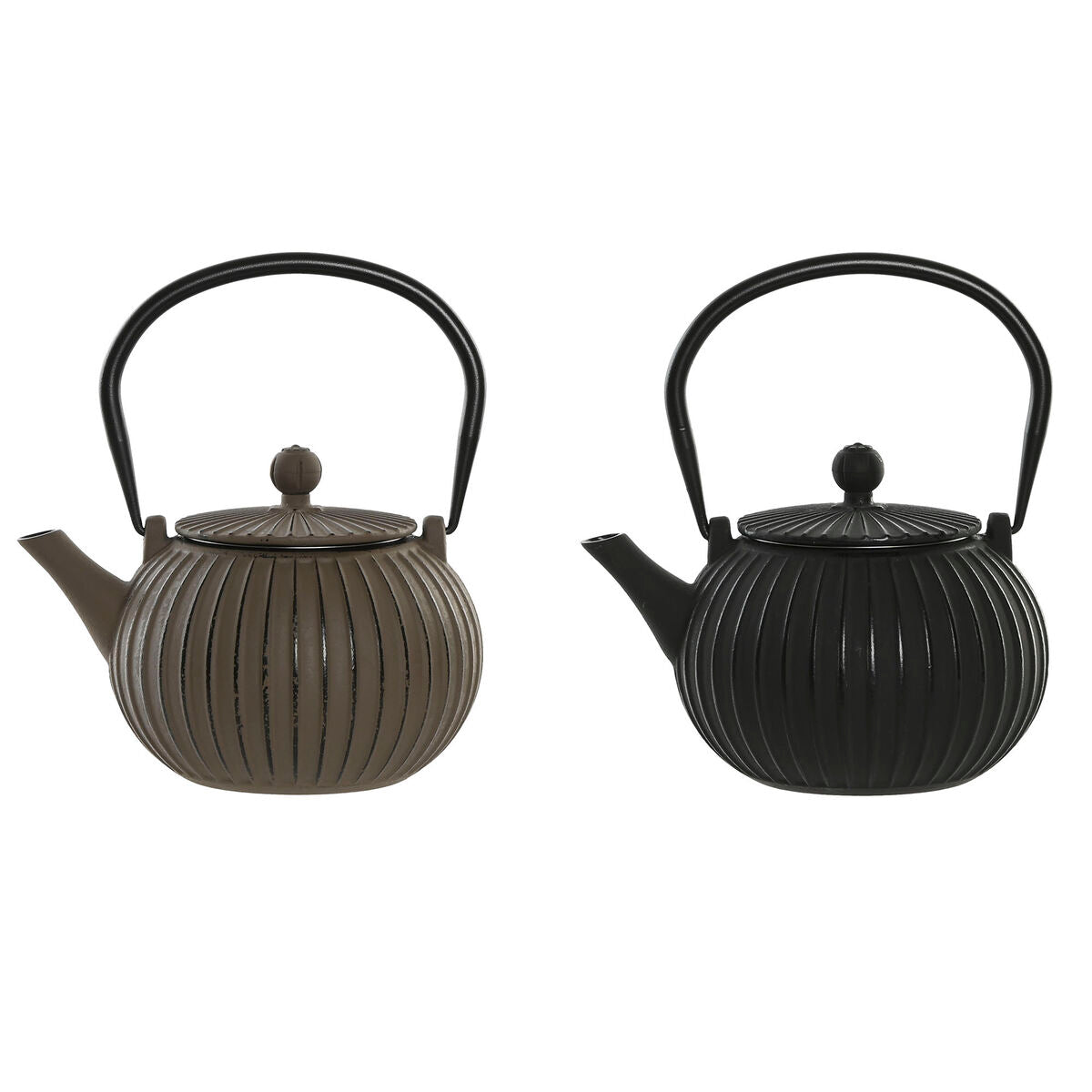 Théière Home ESPRIT Noir Beige Acier inoxydable Fer 1 L (2 Unités)