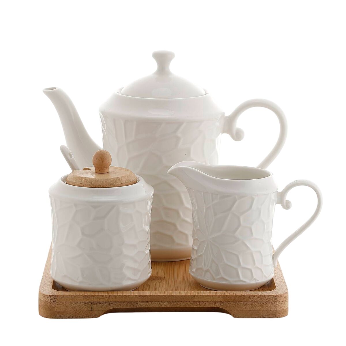 Théière Home ESPRIT Blanc Bambou Porcelaine